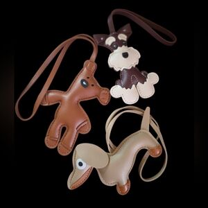 Set of 3 Animal Bag Charms – Teddy Bear, Dog & Dachshund